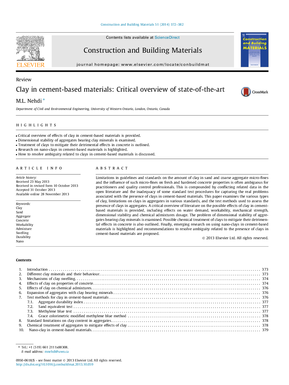 Clay in cement-based materials: Critical overview of state-of-the-art