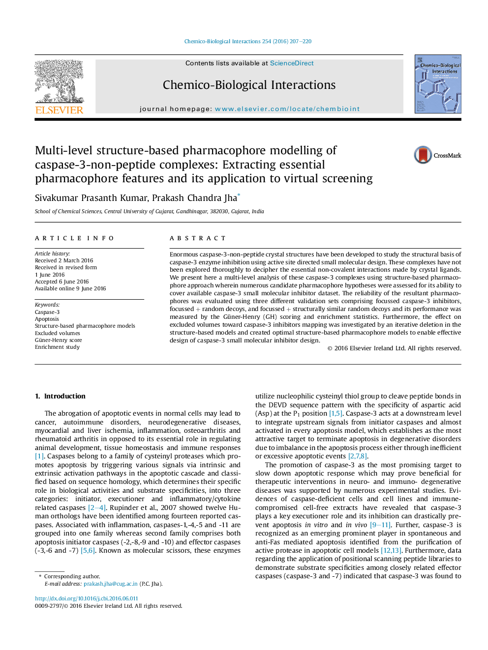 Multi-level structure-based pharmacophore modelling of caspase-3-non-peptide complexes: Extracting essential pharmacophore features and its application to virtual screening