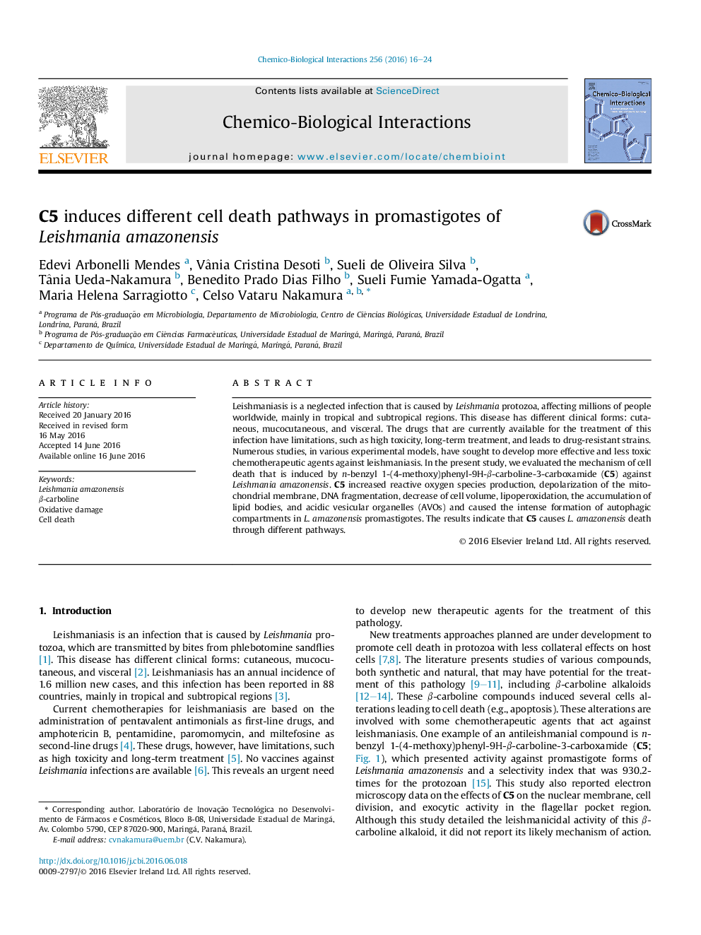 C5 induces different cell death pathways in promastigotes of Leishmania amazonensis