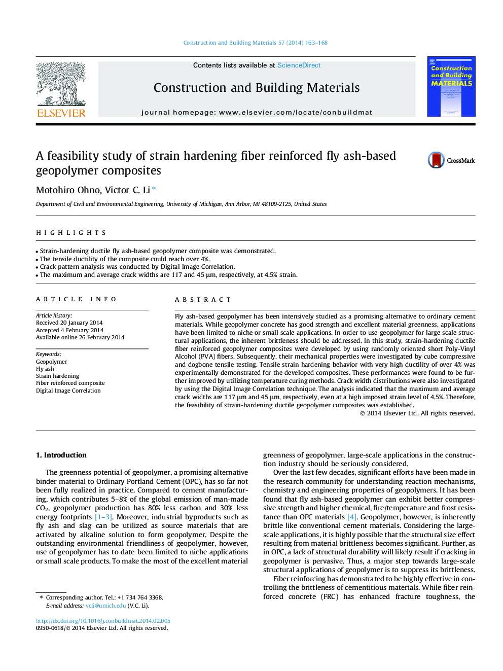 A feasibility study of strain hardening fiber reinforced fly ash-based geopolymer composites