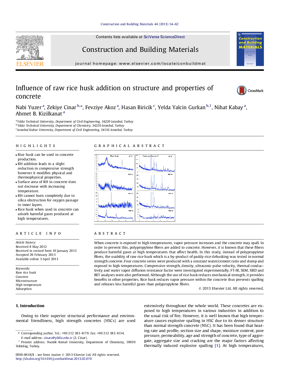 Influence of raw rice husk addition on structure and properties of concrete