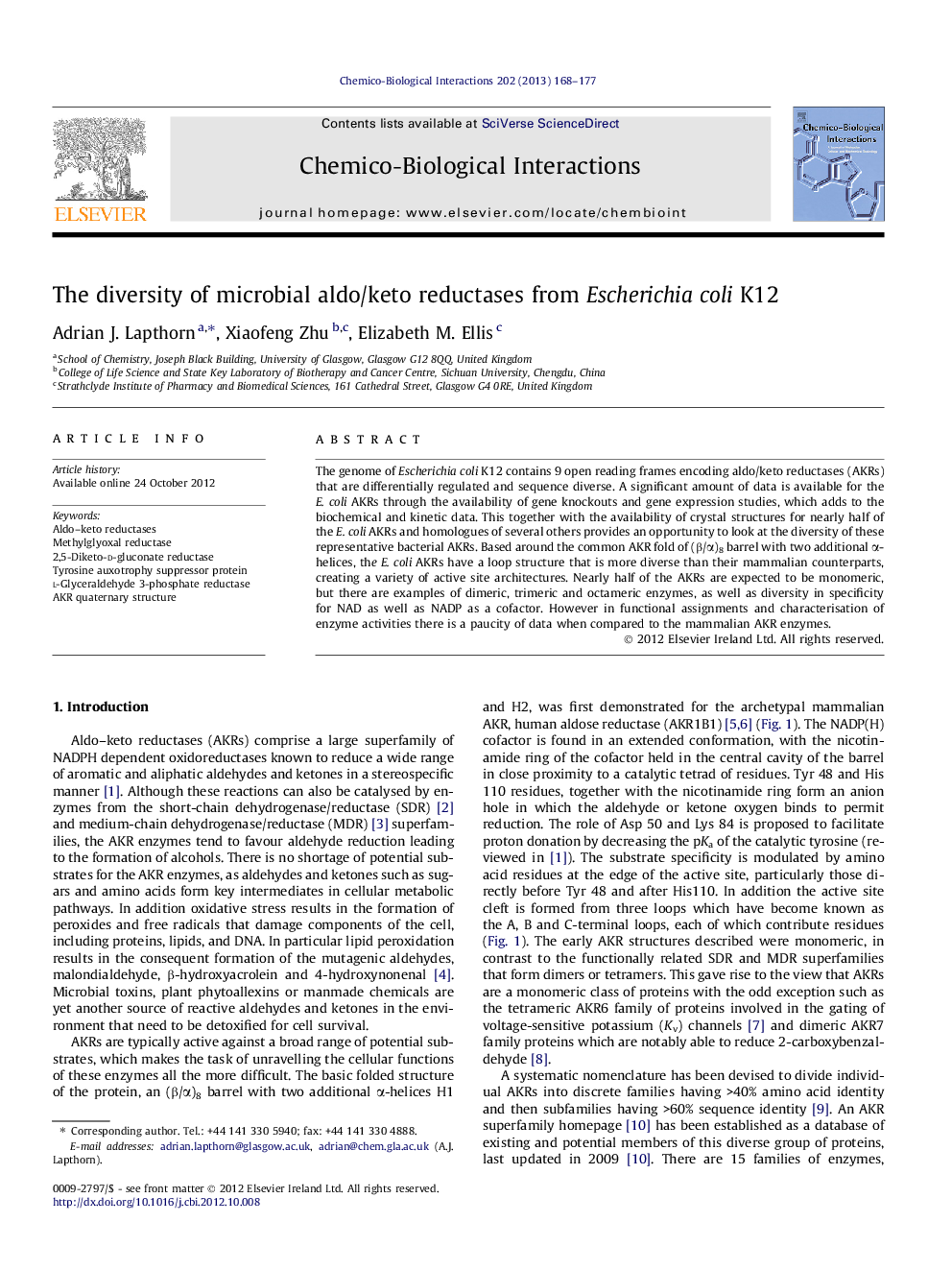 The diversity of microbial aldo/keto reductases from Escherichia coli K12