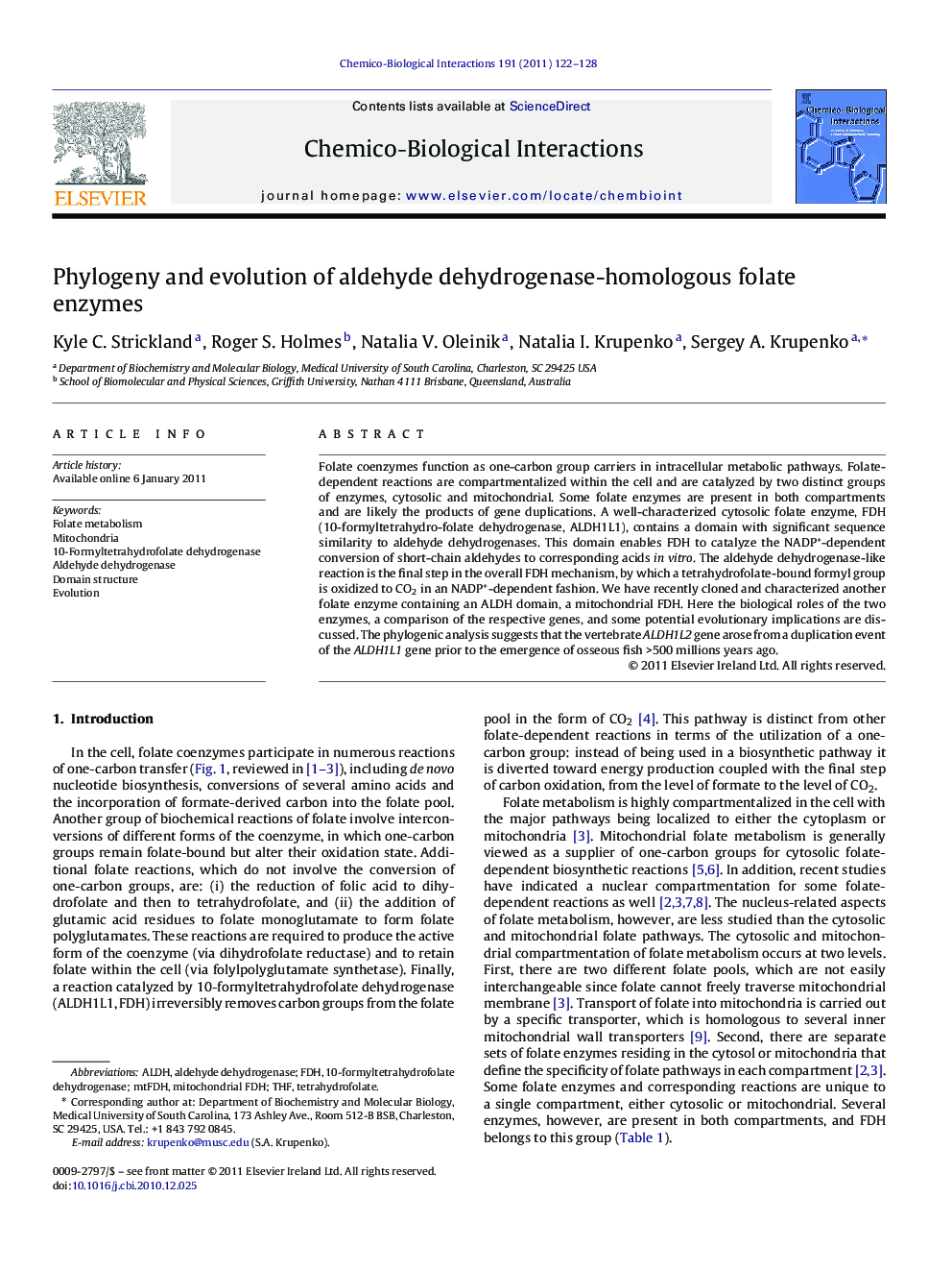 Phylogeny and evolution of aldehyde dehydrogenase-homologous folate enzymes