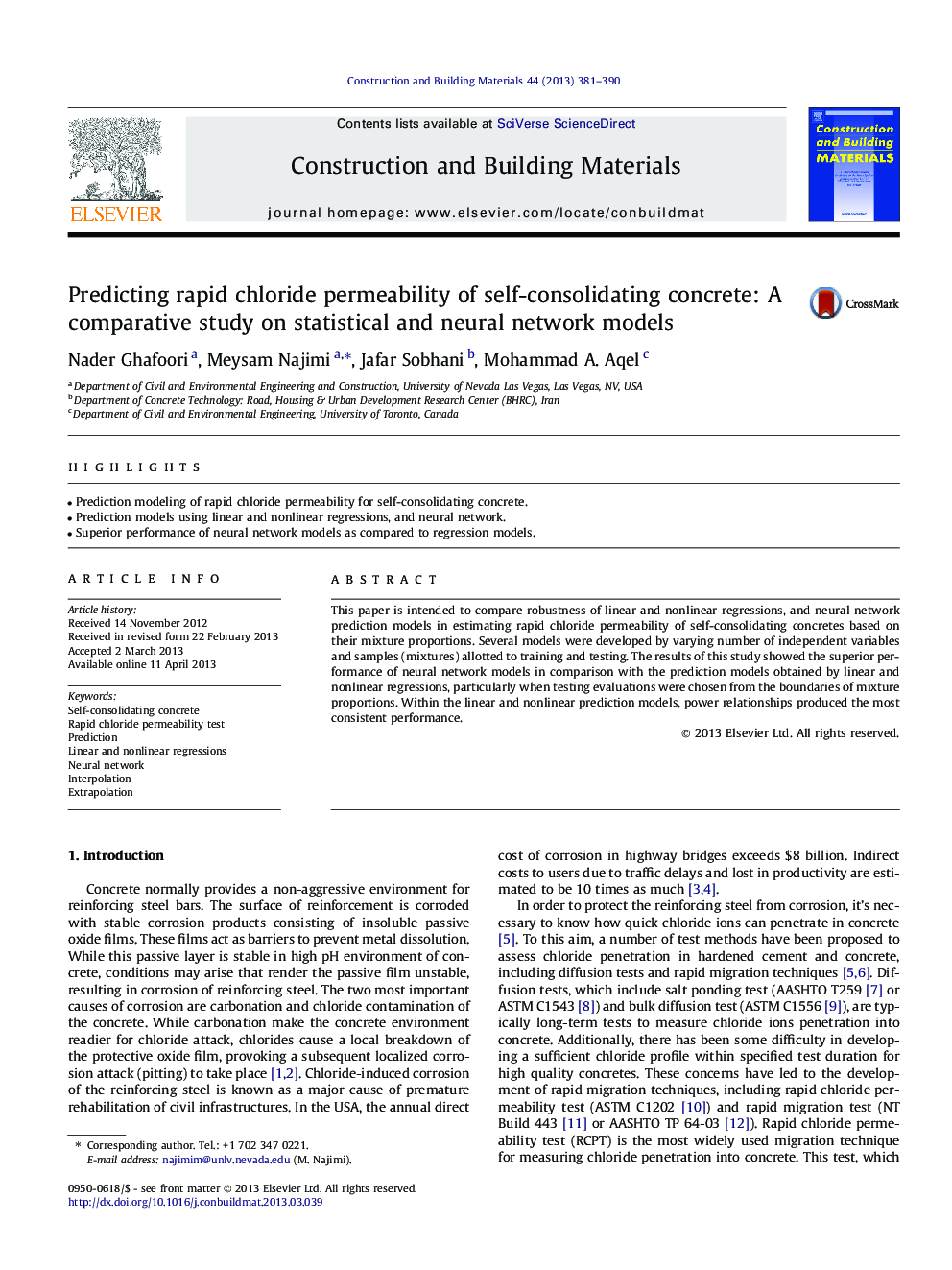Predicting rapid chloride permeability of self-consolidating concrete: A comparative study on statistical and neural network models
