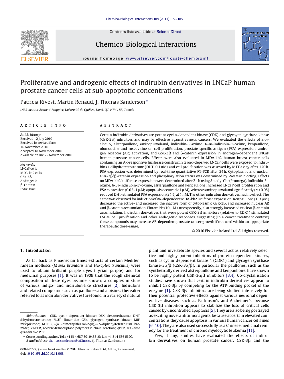 Proliferative and androgenic effects of indirubin derivatives in LNCaP human prostate cancer cells at sub-apoptotic concentrations