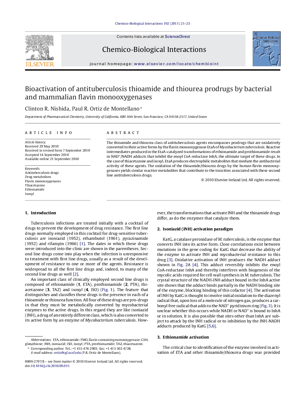 Bioactivation of antituberculosis thioamide and thiourea prodrugs by bacterial and mammalian flavin monooxygenases