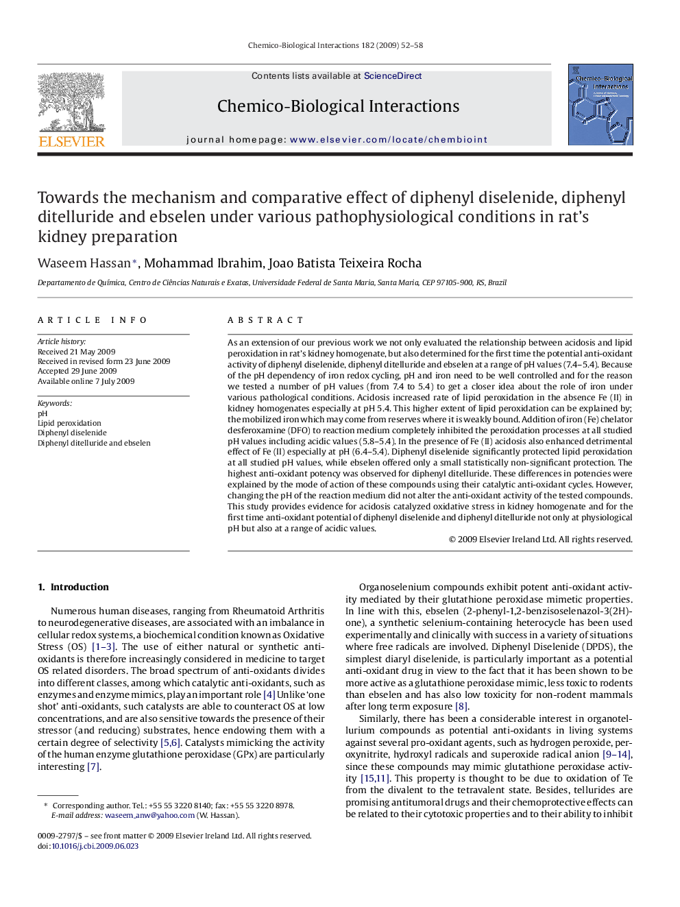 Towards the mechanism and comparative effect of diphenyl diselenide, diphenyl ditelluride and ebselen under various pathophysiological conditions in rat's kidney preparation