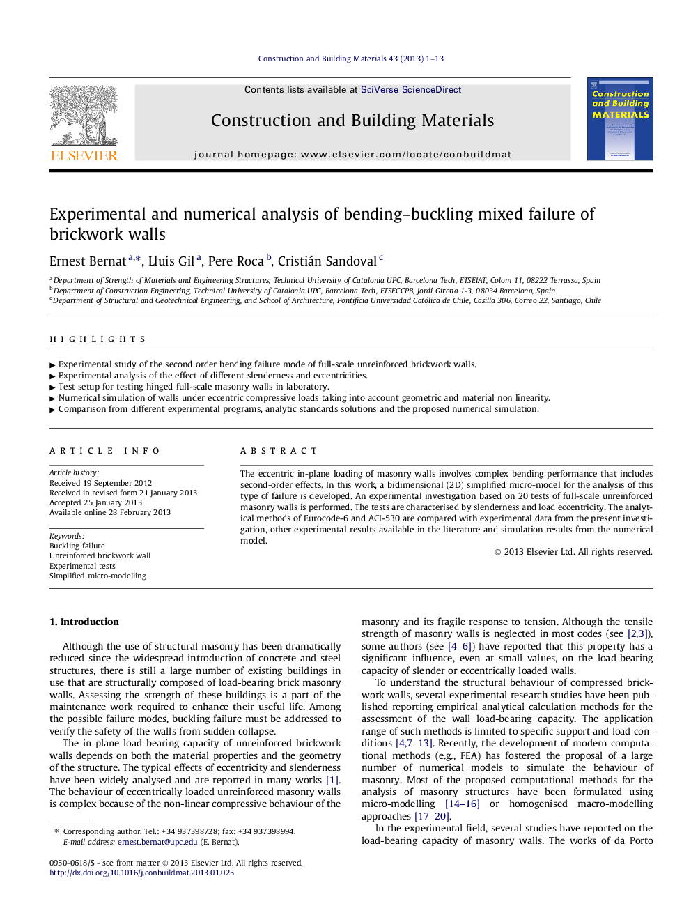 Experimental and numerical analysis of bending–buckling mixed failure of brickwork walls