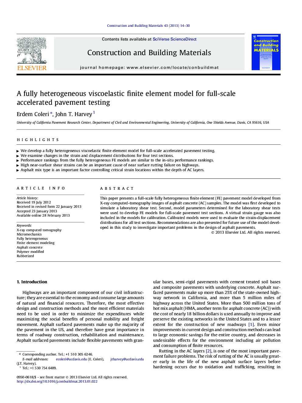 A fully heterogeneous viscoelastic finite element model for full-scale accelerated pavement testing