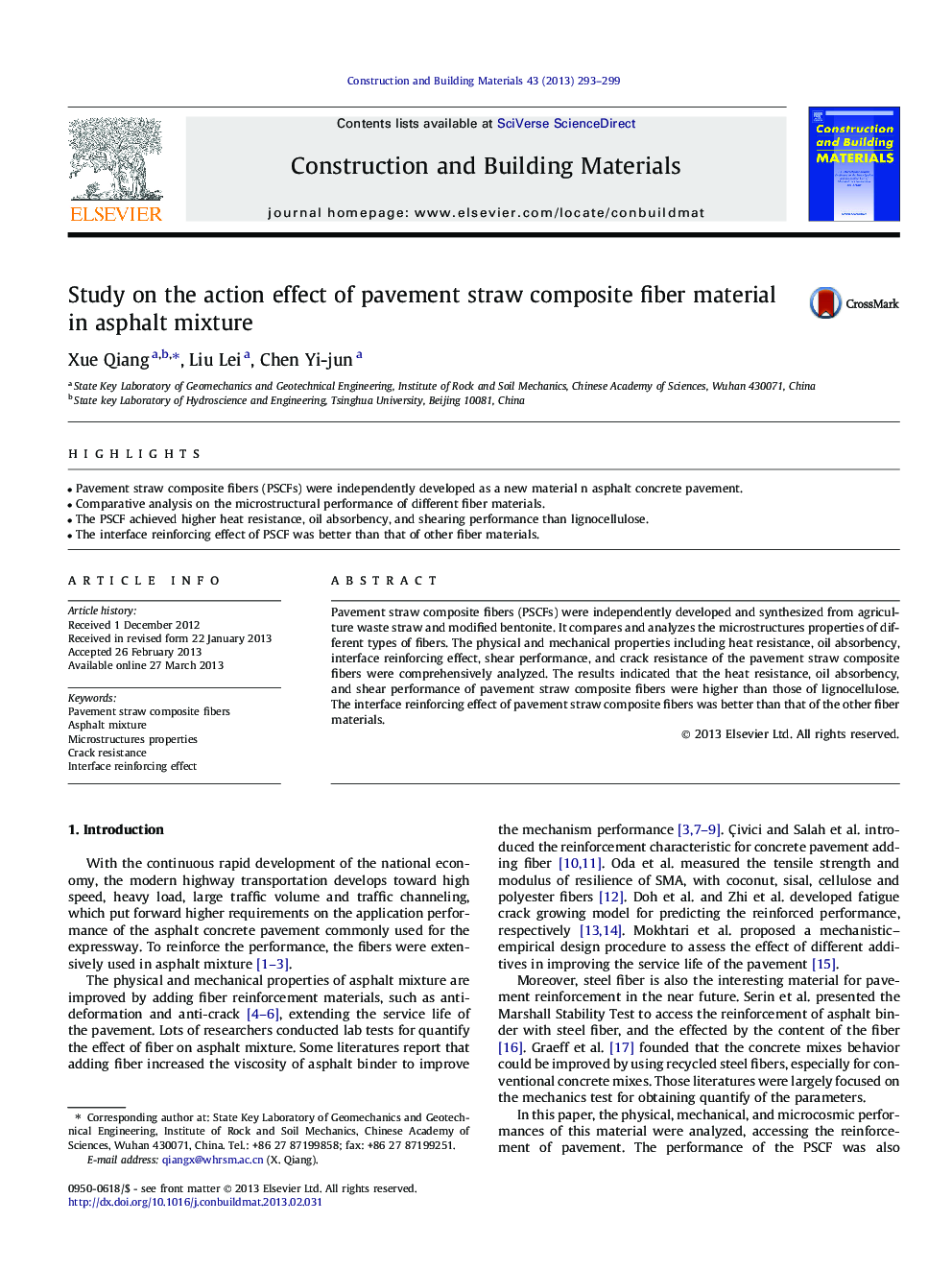 Study on the action effect of pavement straw composite fiber material in asphalt mixture