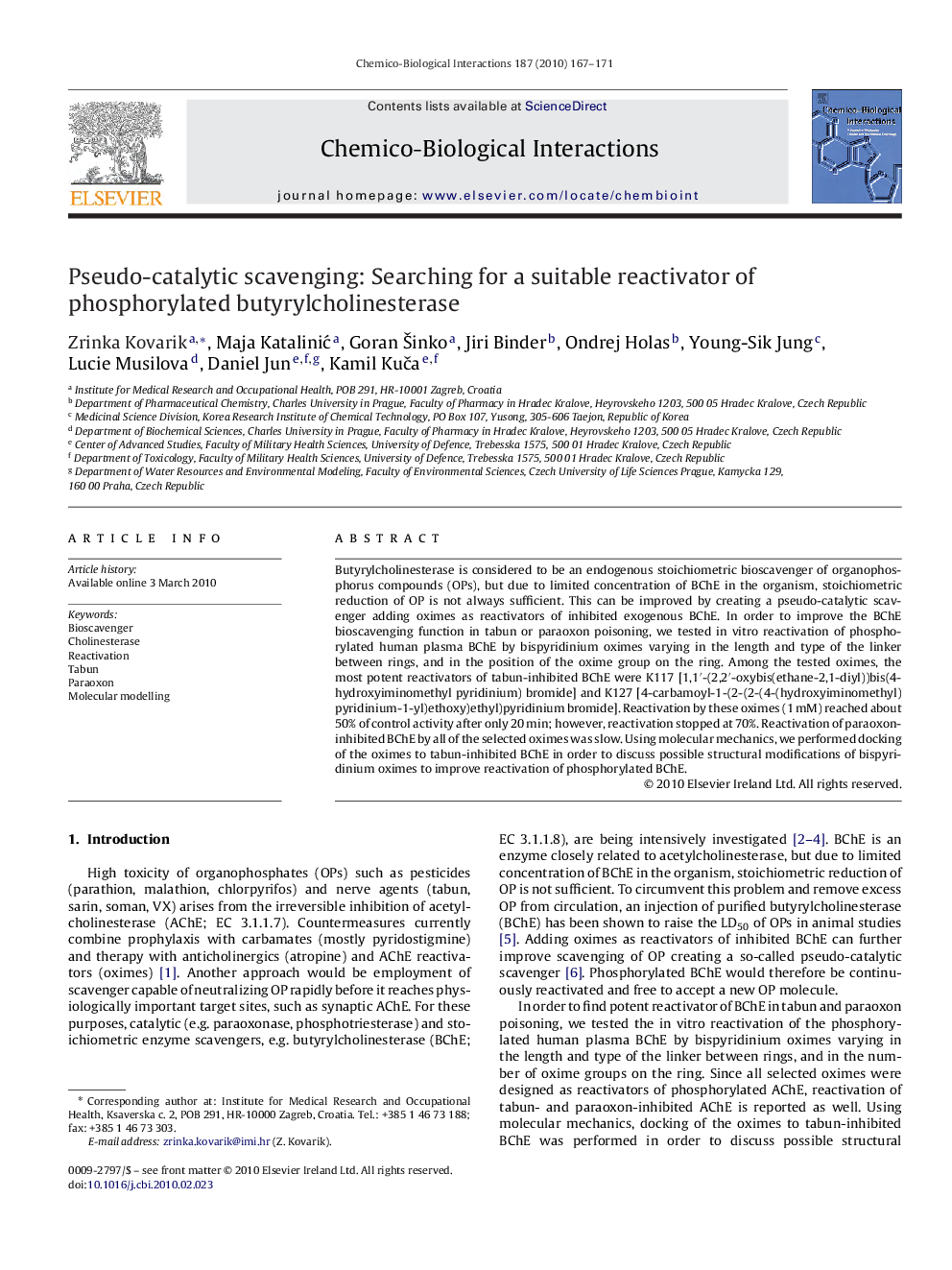 Pseudo-catalytic scavenging: Searching for a suitable reactivator of phosphorylated butyrylcholinesterase