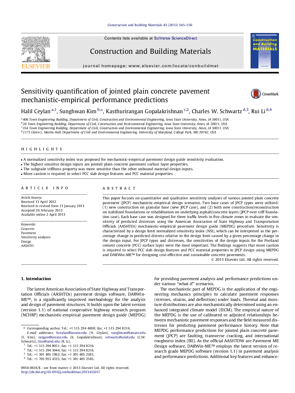 Sensitivity quantification of jointed plain concrete pavement mechanistic-empirical performance predictions