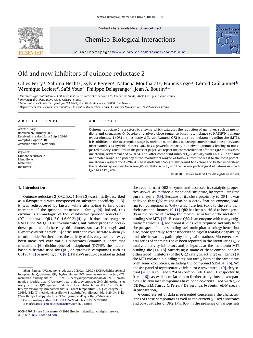 Old and new inhibitors of quinone reductase 2