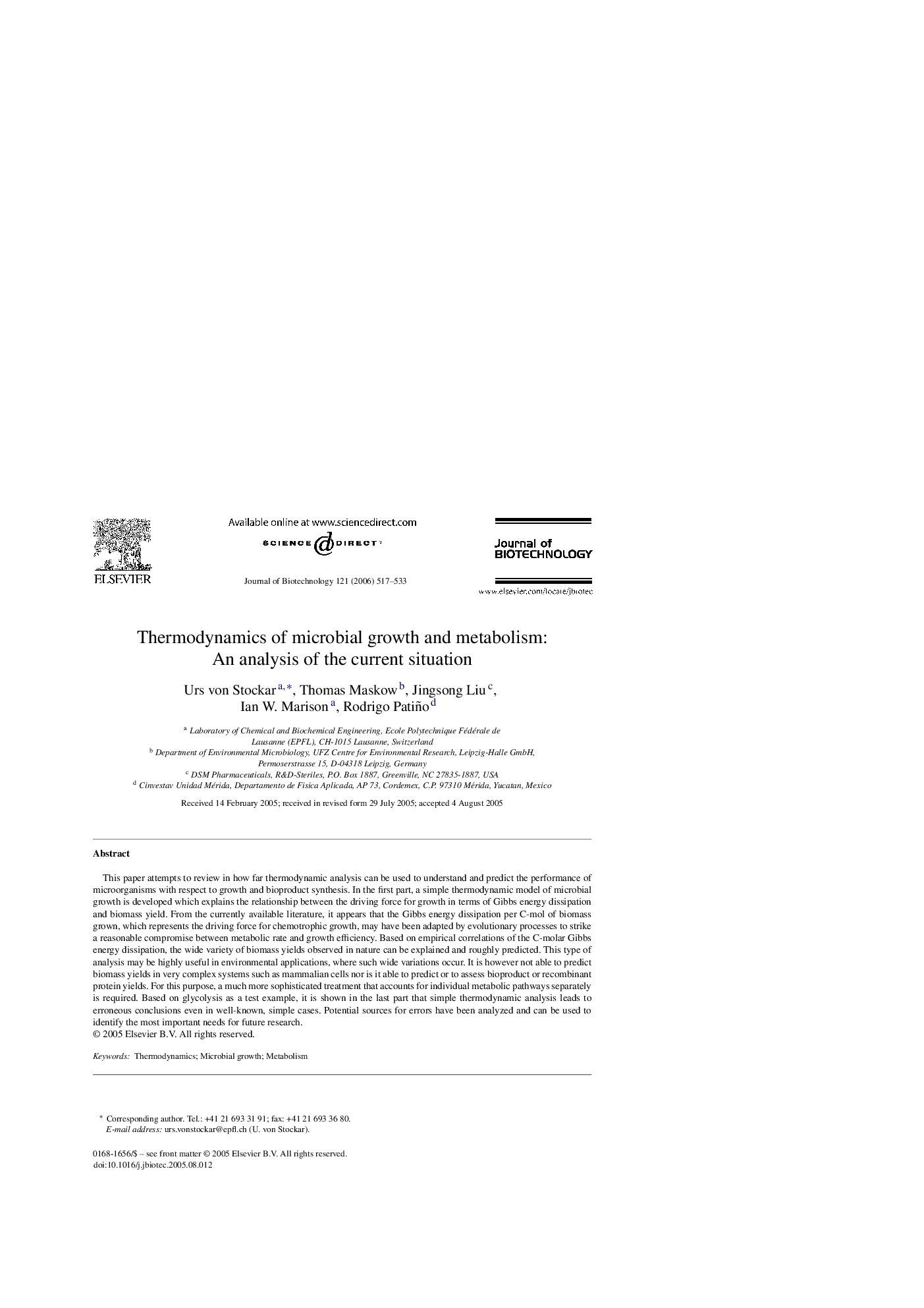 Thermodynamics of microbial growth and metabolism: An analysis of the current situation