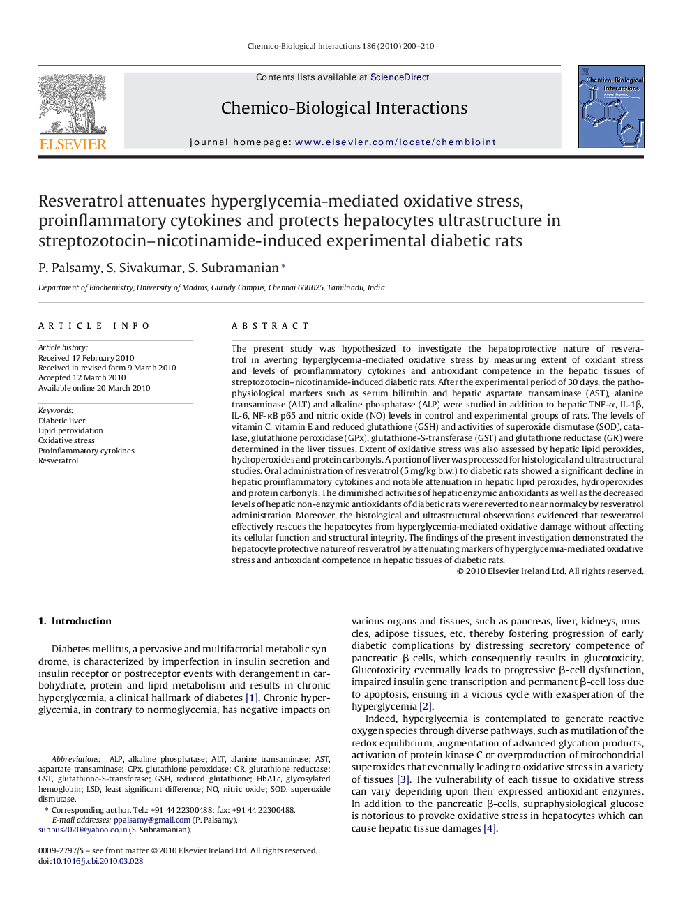 Resveratrol attenuates hyperglycemia-mediated oxidative stress, proinflammatory cytokines and protects hepatocytes ultrastructure in streptozotocin–nicotinamide-induced experimental diabetic rats