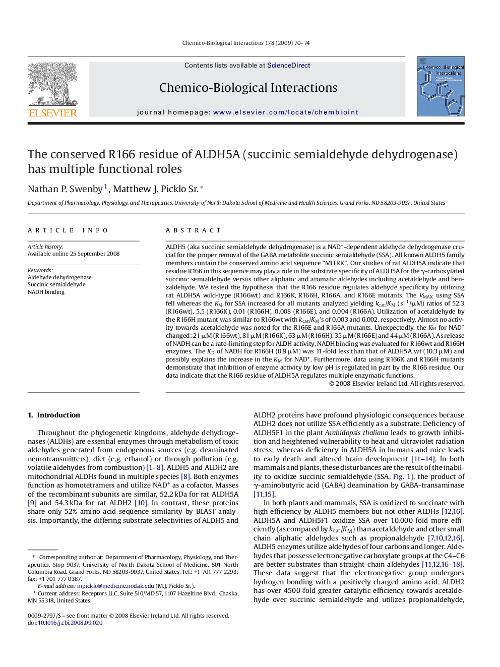 The conserved R166 residue of ALDH5A (succinic semialdehyde dehydrogenase) has multiple functional roles