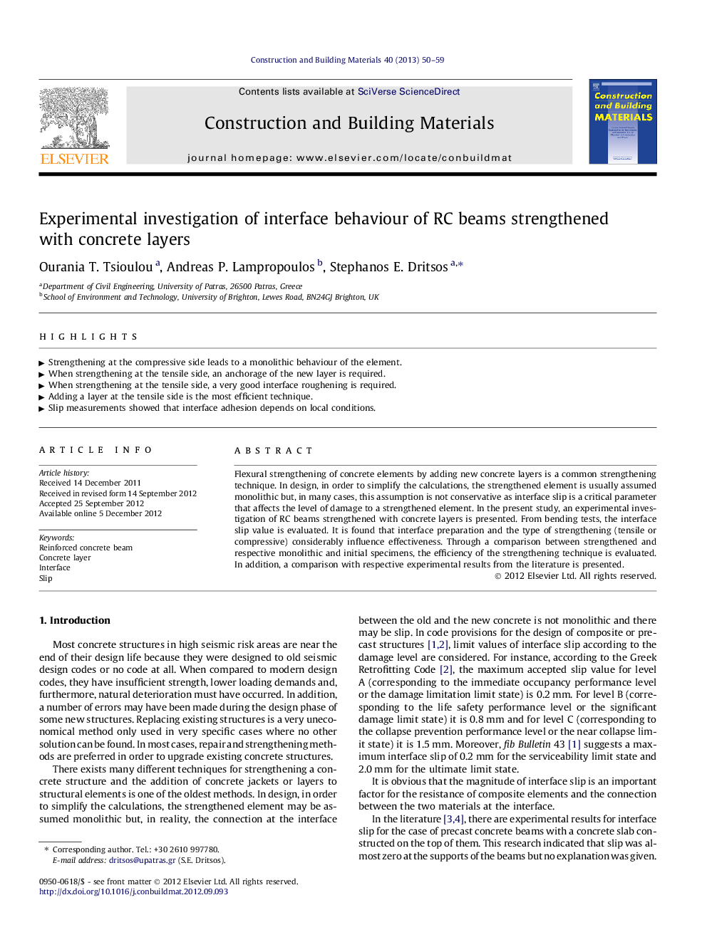 Experimental investigation of interface behaviour of RC beams strengthened with concrete layers