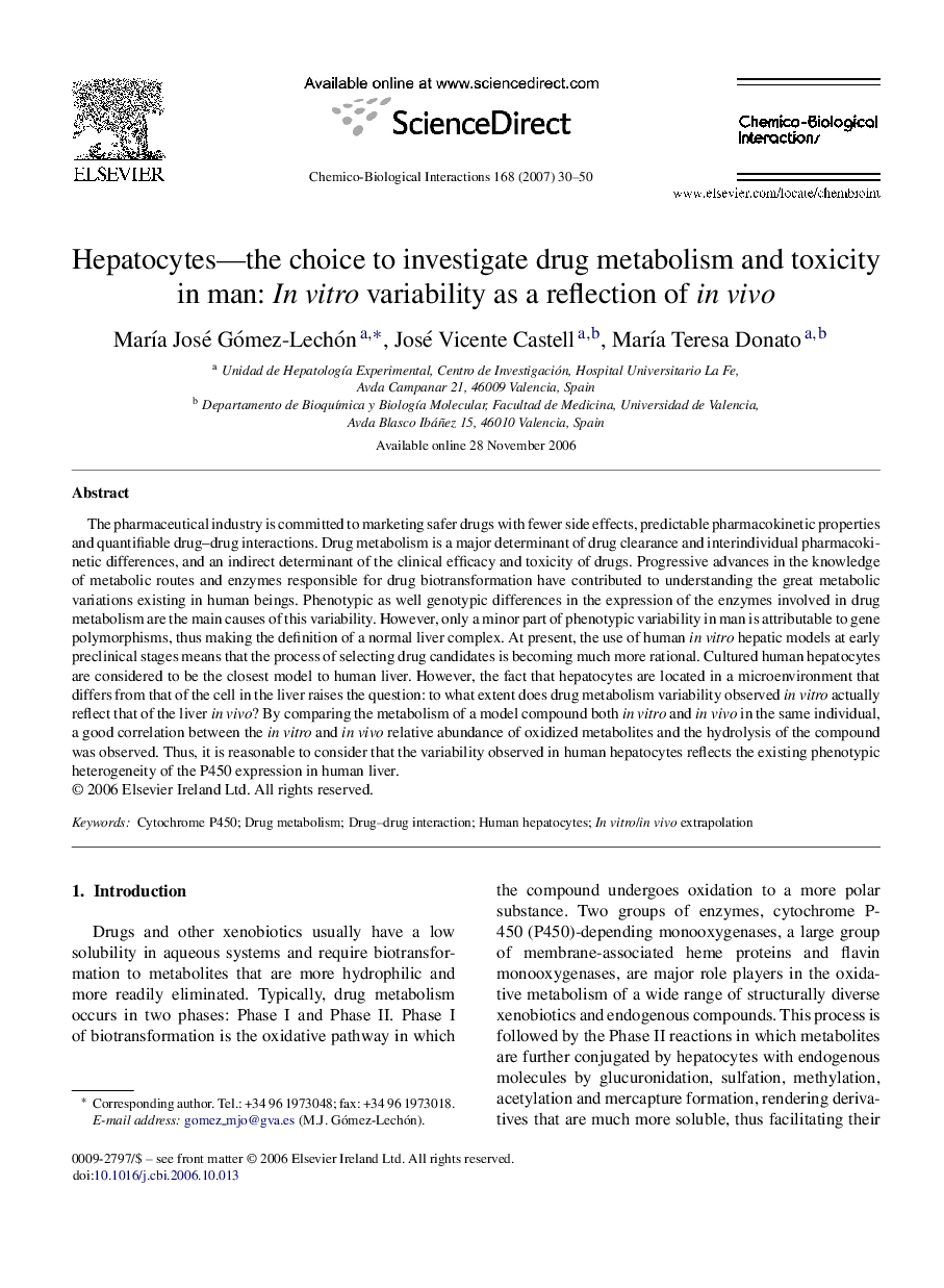 Hepatocytes—the choice to investigate drug metabolism and toxicity in man: In vitro variability as a reflection of in vivo