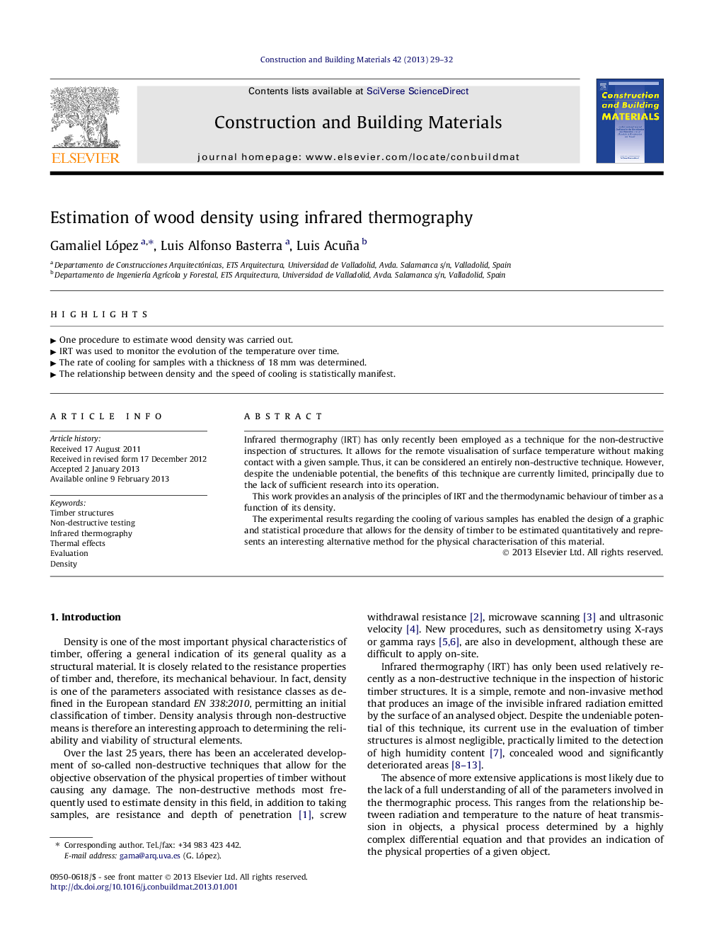 Estimation of wood density using infrared thermography