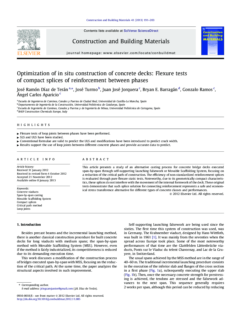 Optimization of in situ construction of concrete decks: Flexure tests of compact splices of reinforcement between phases