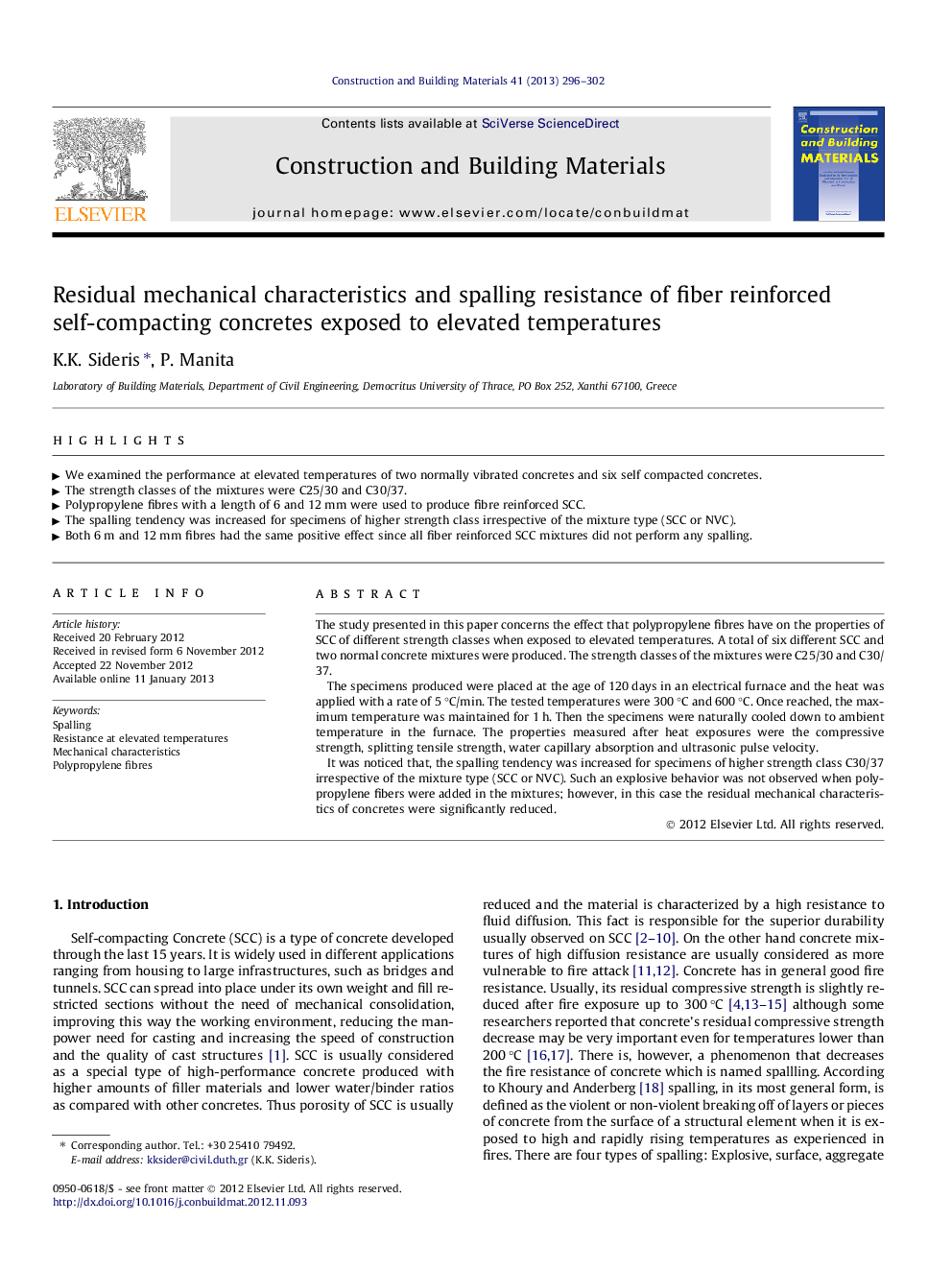 Residual mechanical characteristics and spalling resistance of fiber reinforced self-compacting concretes exposed to elevated temperatures