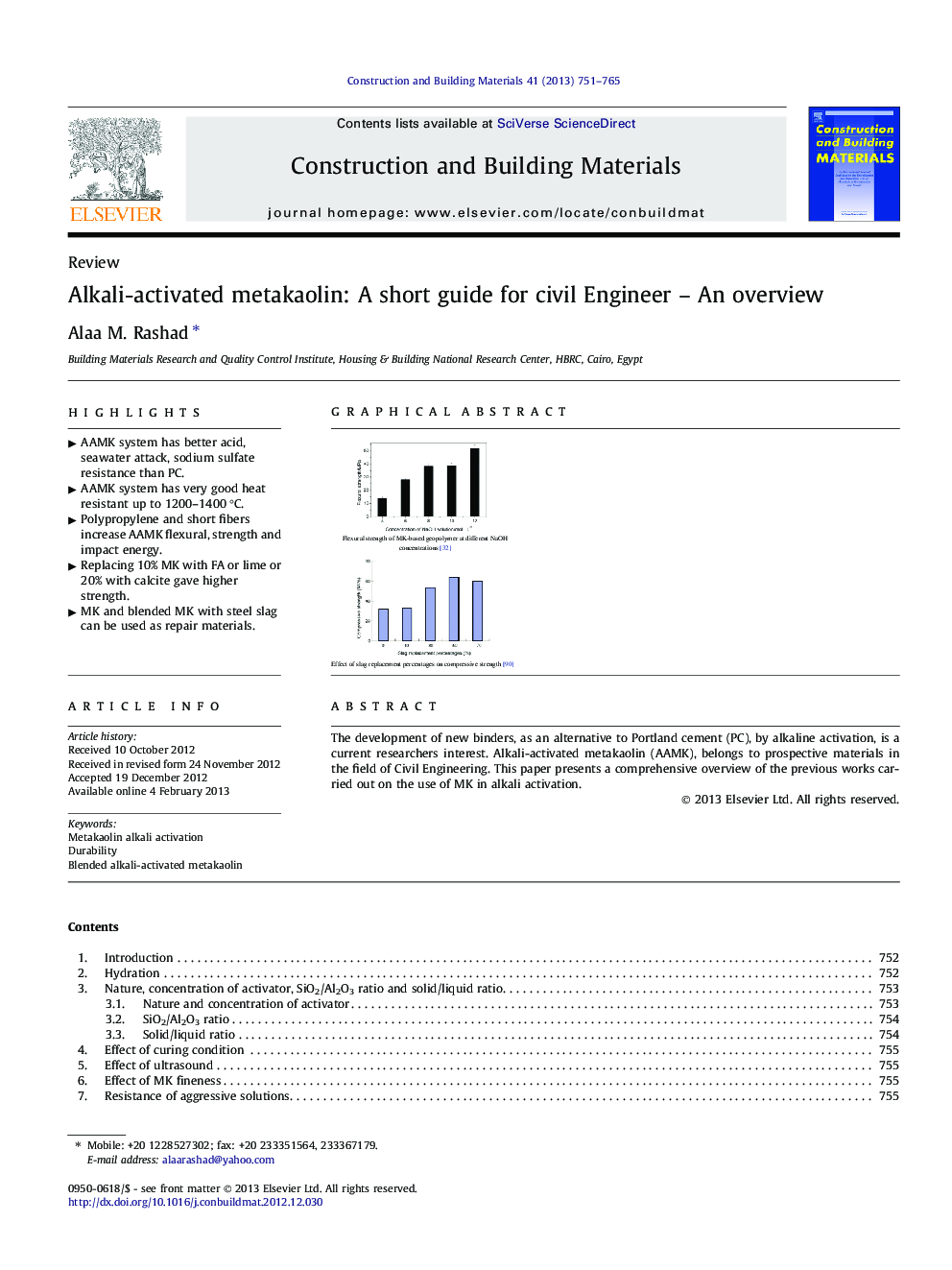 Alkali-activated metakaolin: A short guide for civil Engineer – An overview