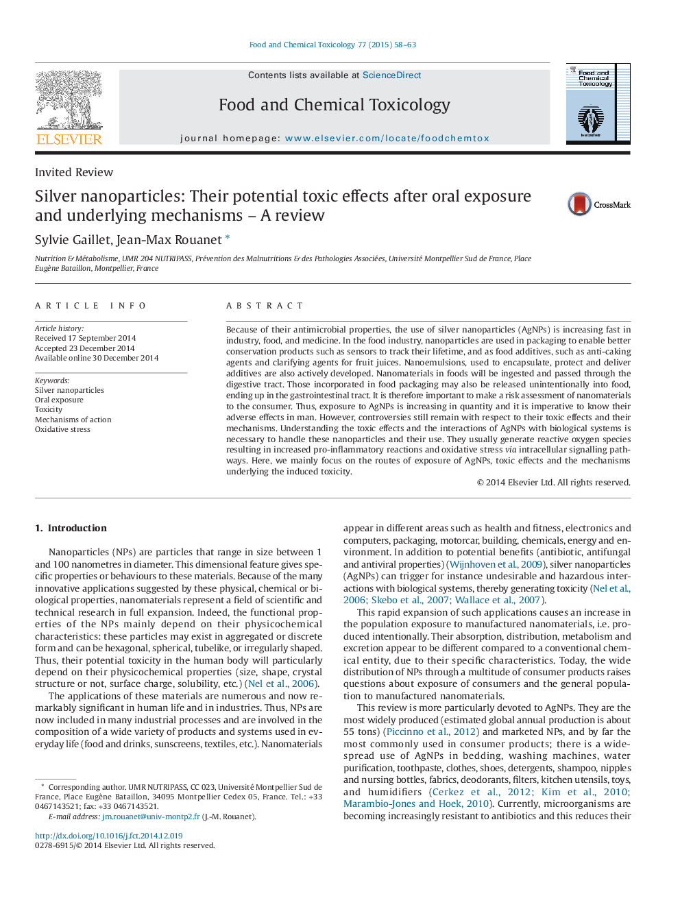 Silver nanoparticles: Their potential toxic effects after oral exposure and underlying mechanisms – A review