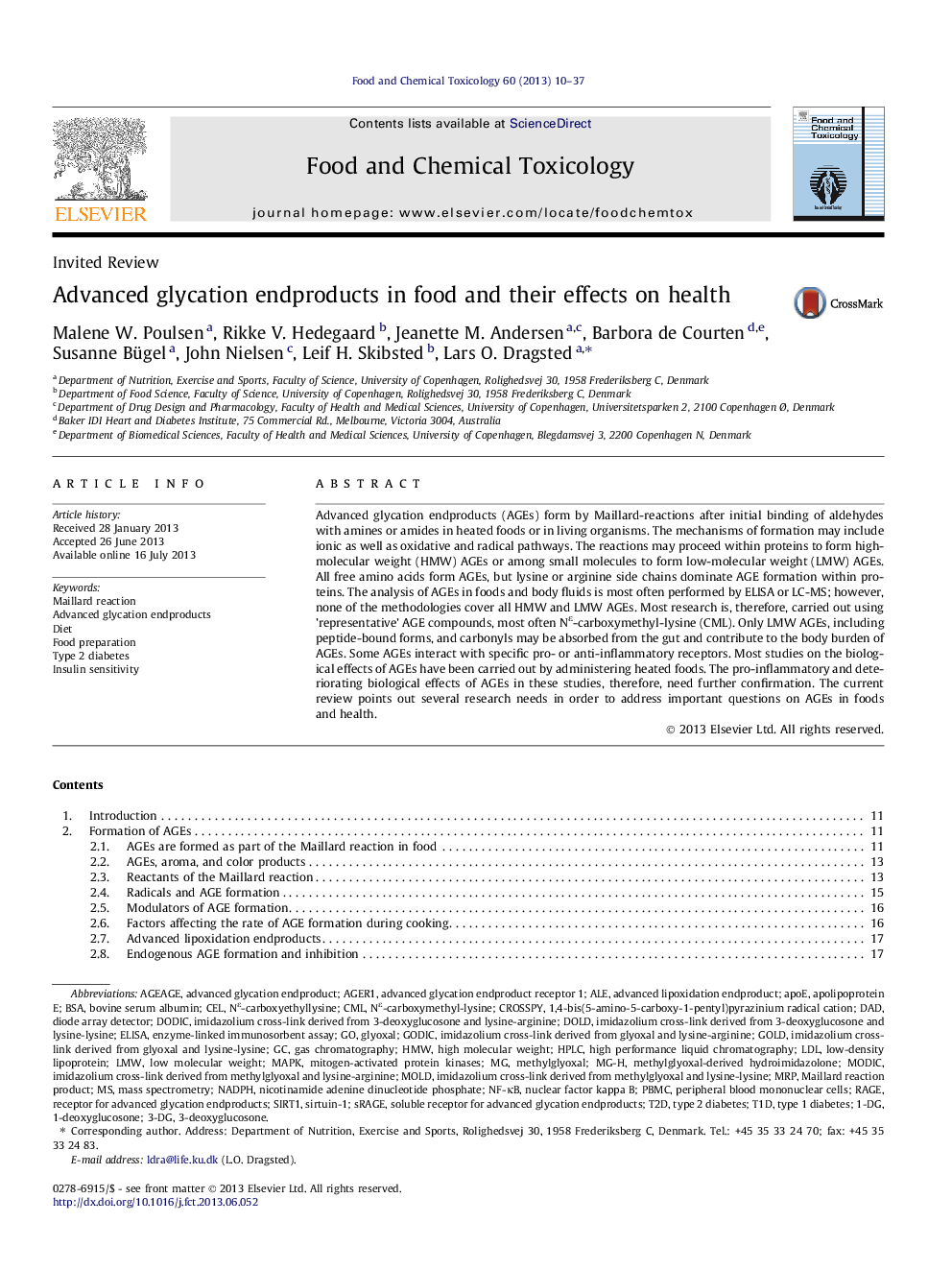Advanced glycation endproducts in food and their effects on health