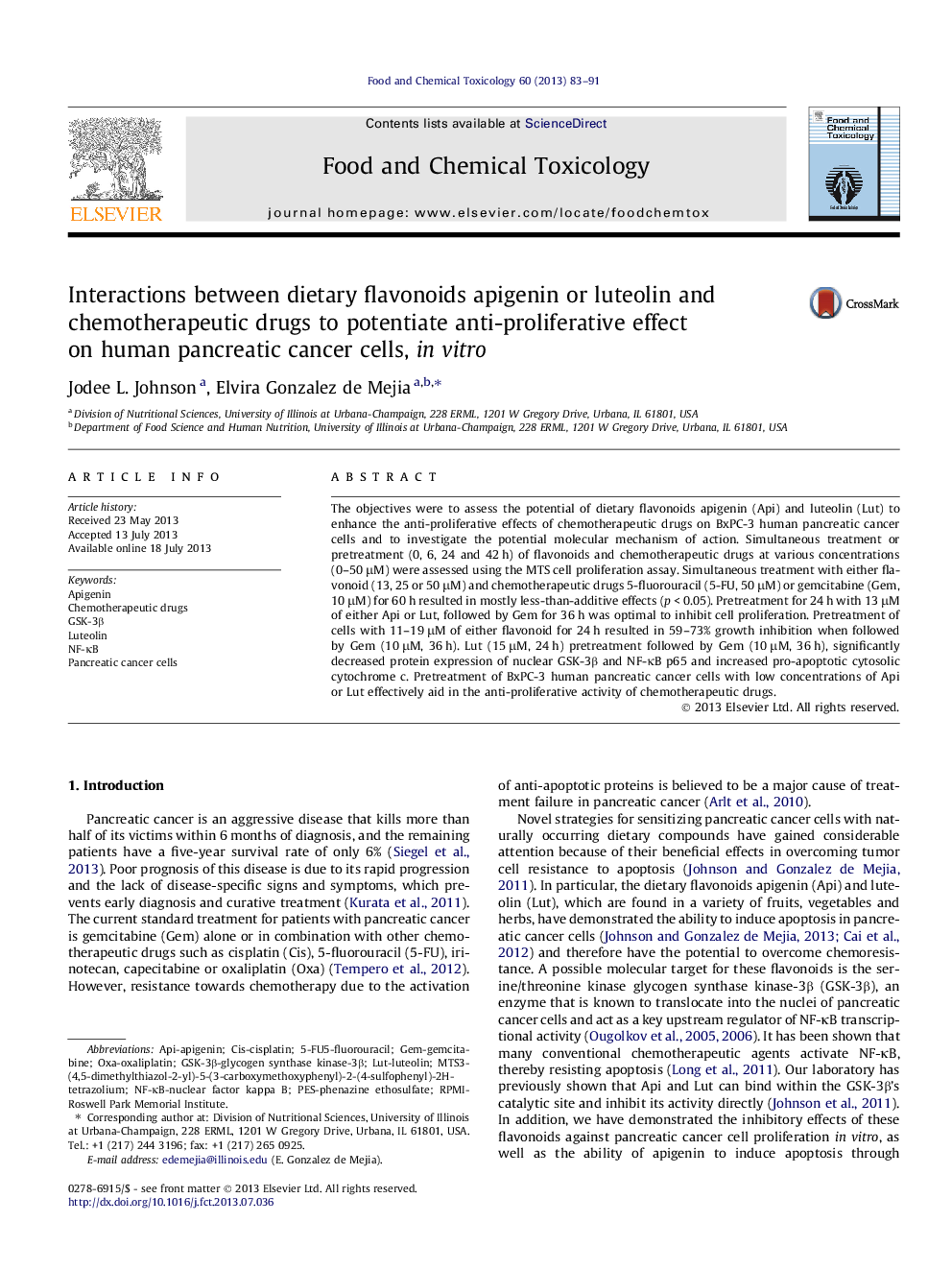 Interactions between dietary flavonoids apigenin or luteolin and chemotherapeutic drugs to potentiate anti-proliferative effect on human pancreatic cancer cells, in vitro