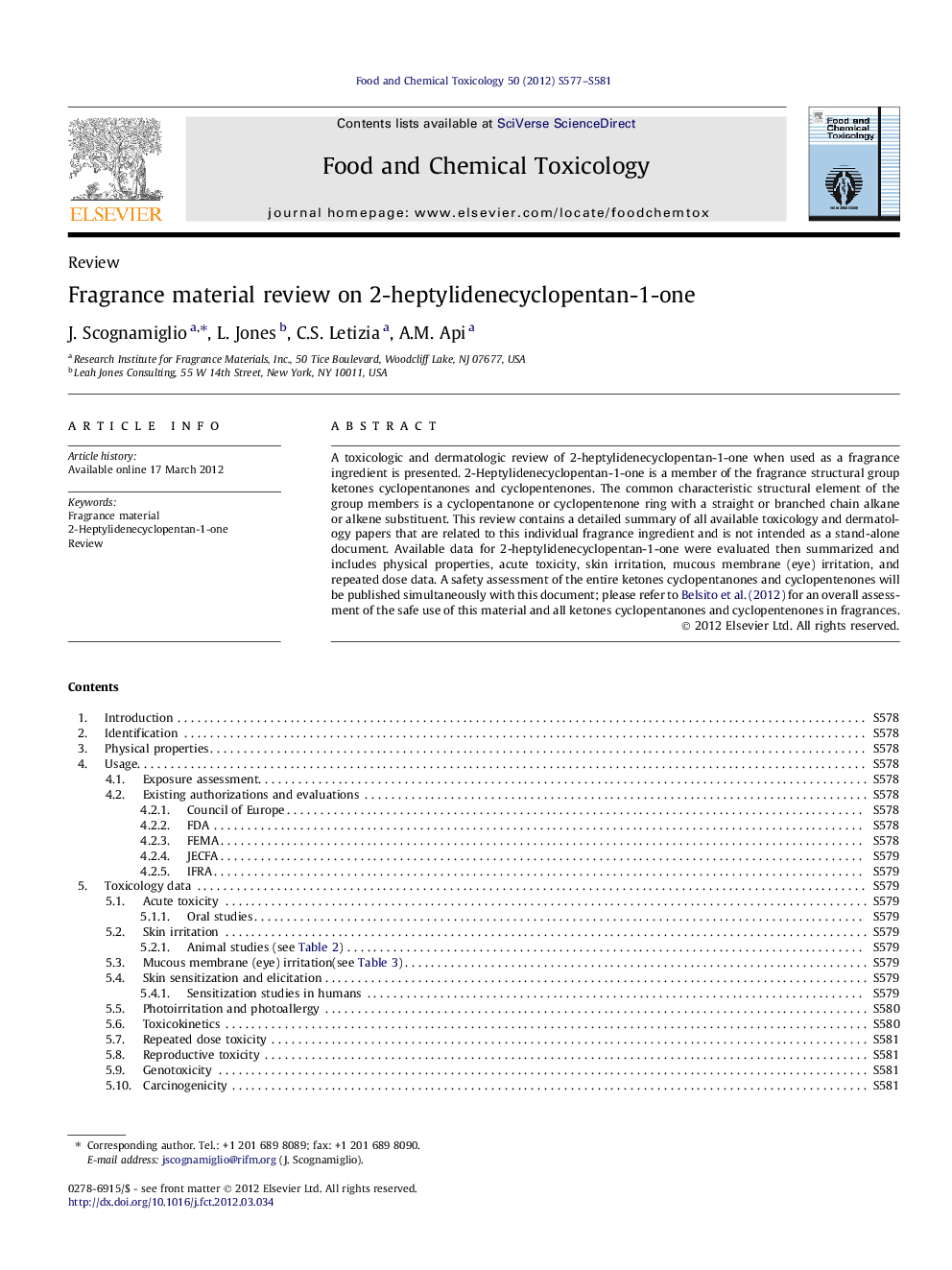 Fragrance material review on 2-heptylidenecyclopentan-1-one