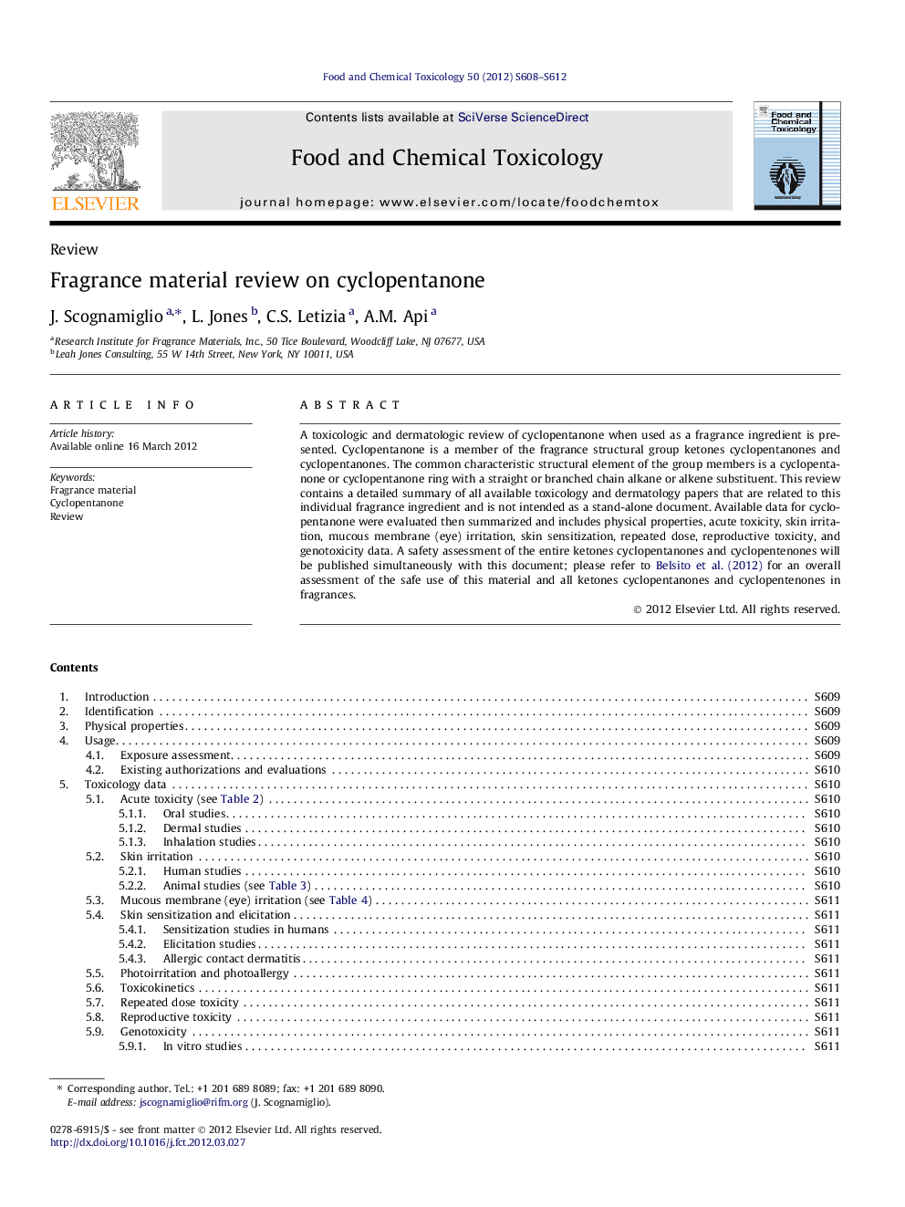 Fragrance material review on cyclopentanone