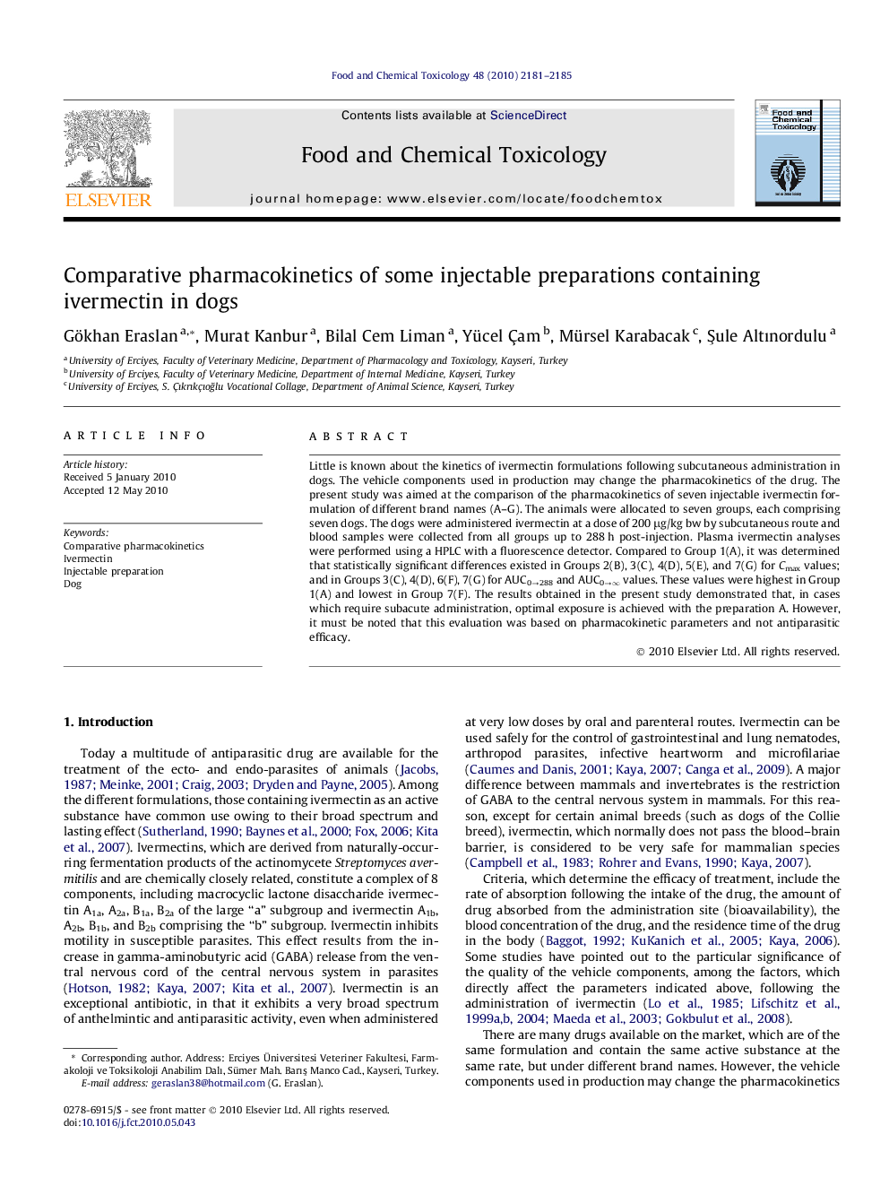 Comparative pharmacokinetics of some injectable preparations containing ivermectin in dogs