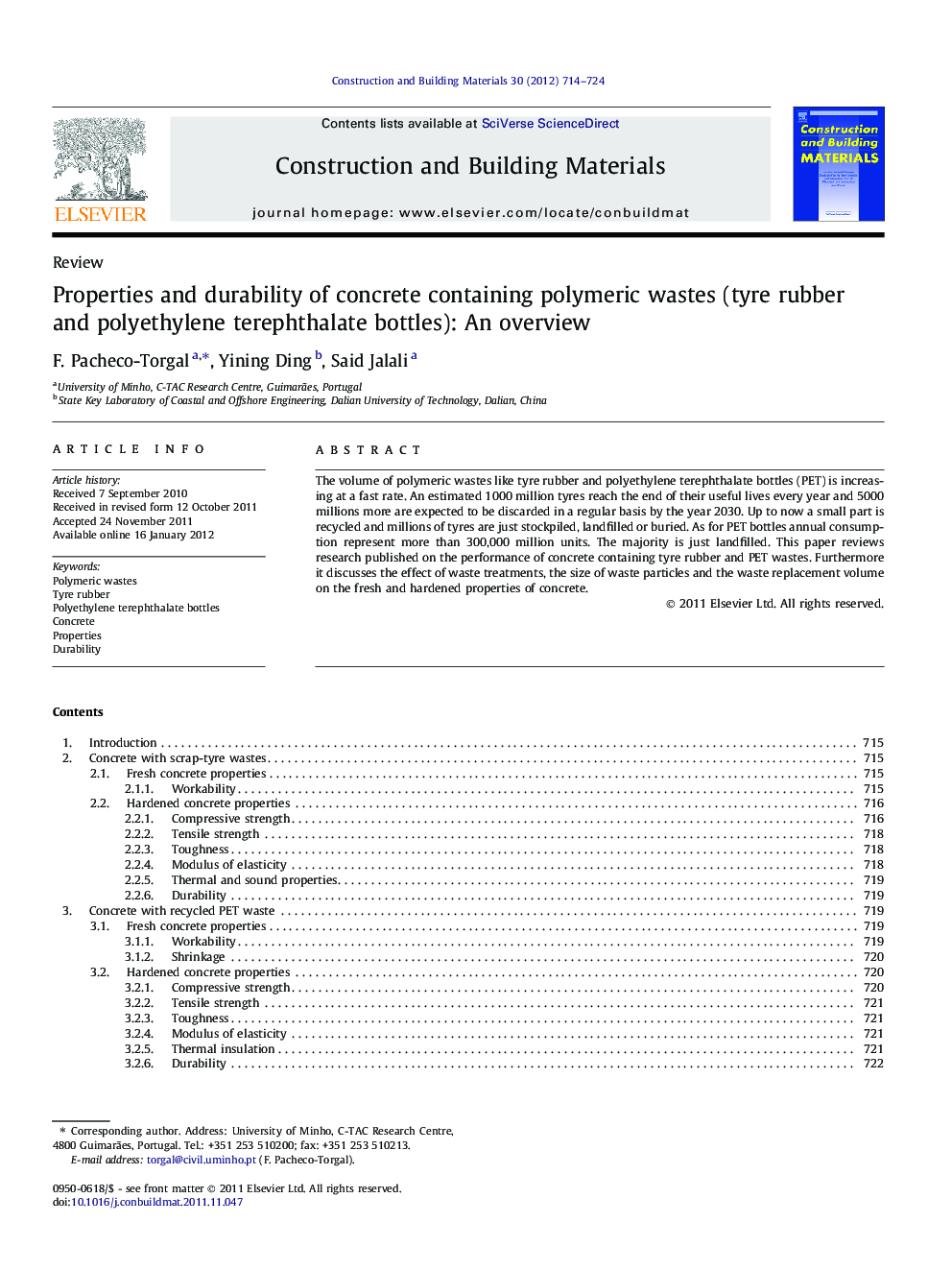 Properties and durability of concrete containing polymeric wastes (tyre rubber and polyethylene terephthalate bottles): An overview