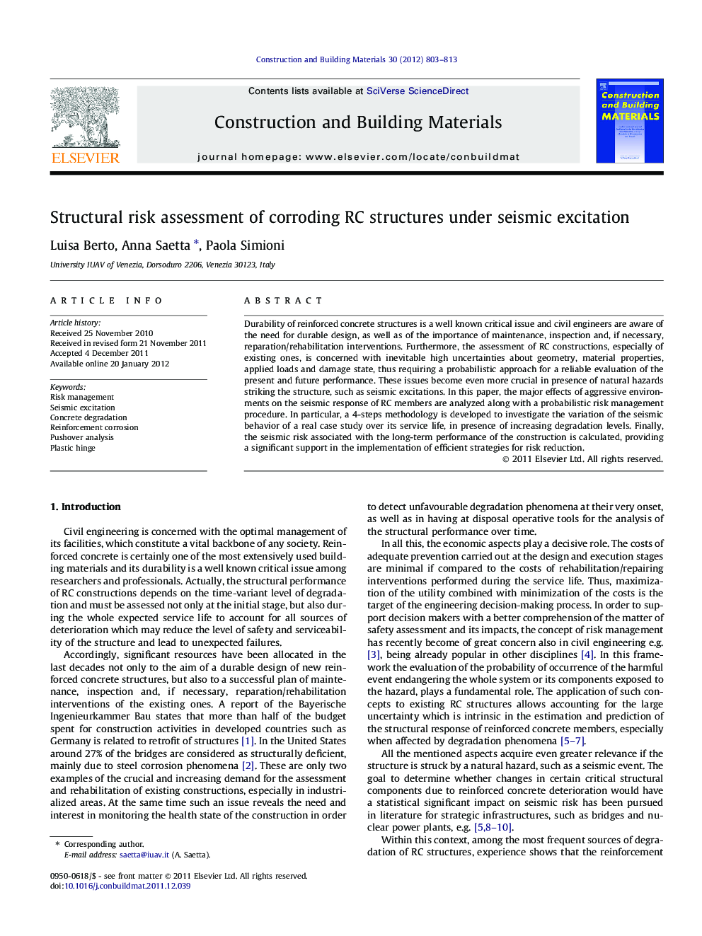 Structural risk assessment of corroding RC structures under seismic excitation