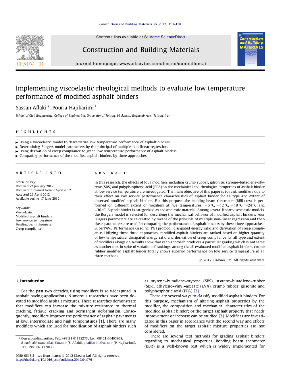 Implementing viscoelastic rheological methods to evaluate low temperature performance of modified asphalt binders