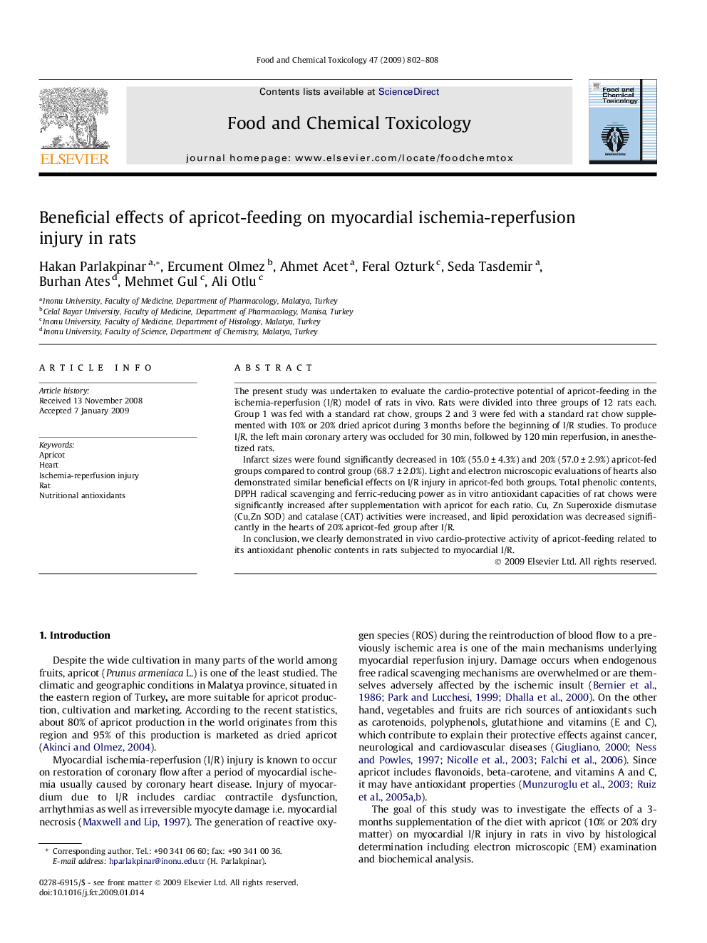 Beneficial effects of apricot-feeding on myocardial ischemia-reperfusion injury in rats