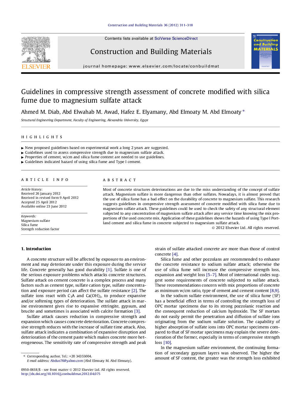 Guidelines in compressive strength assessment of concrete modified with silica fume due to magnesium sulfate attack