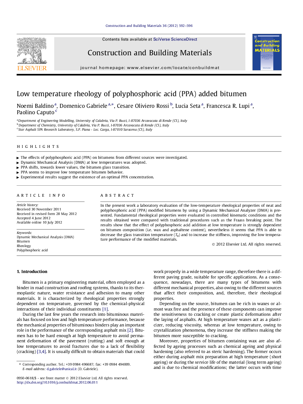 Low temperature rheology of polyphosphoric acid (PPA) added bitumen