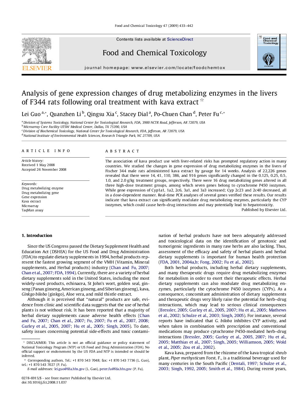 Analysis of gene expression changes of drug metabolizing enzymes in the livers of F344 rats following oral treatment with kava extract 