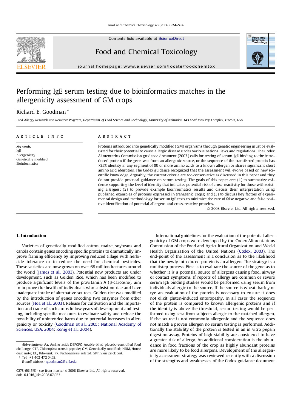 Performing IgE serum testing due to bioinformatics matches in the allergenicity assessment of GM crops