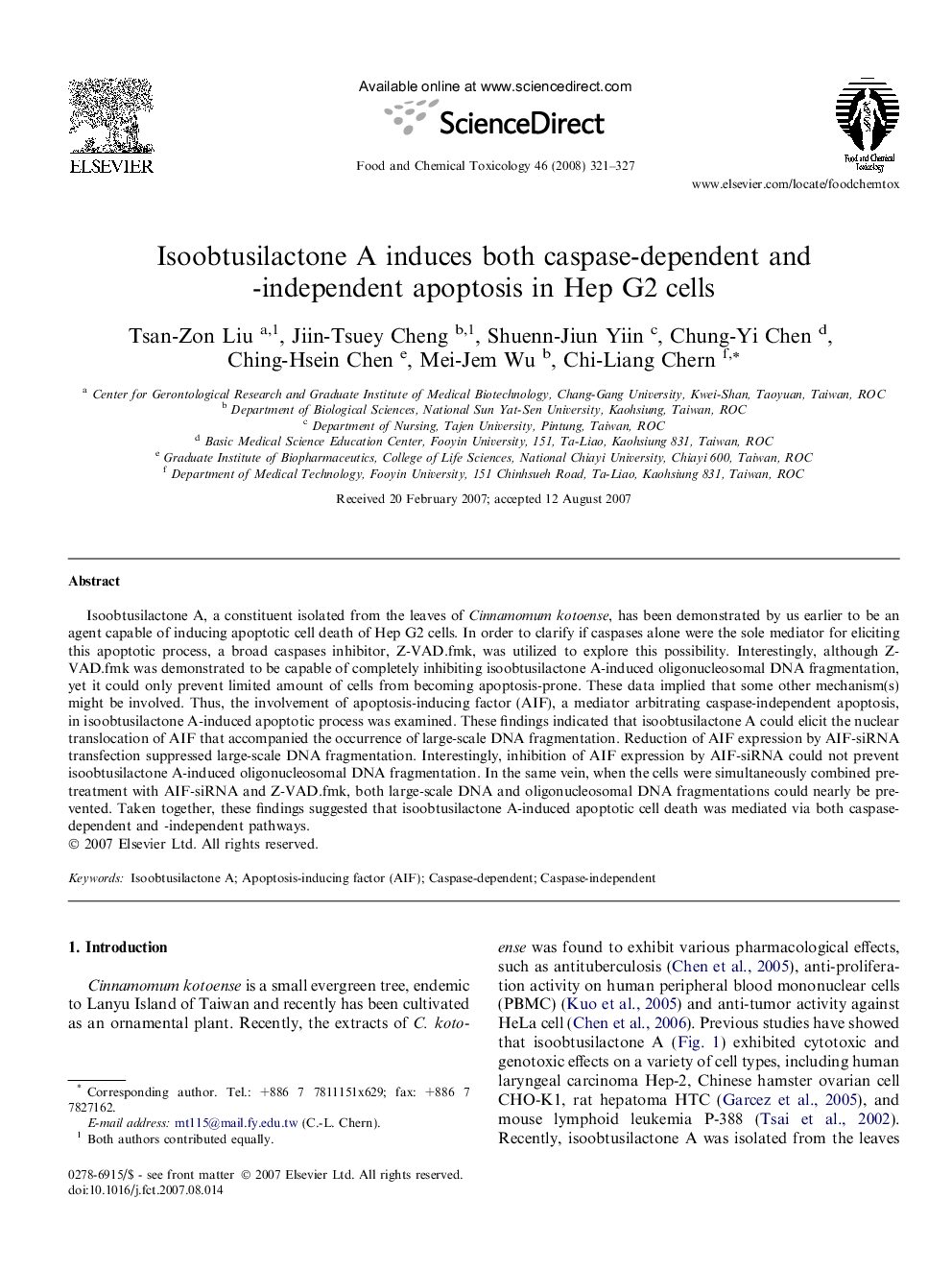 Isoobtusilactone A induces both caspase-dependent and -independent apoptosis in Hep G2 cells