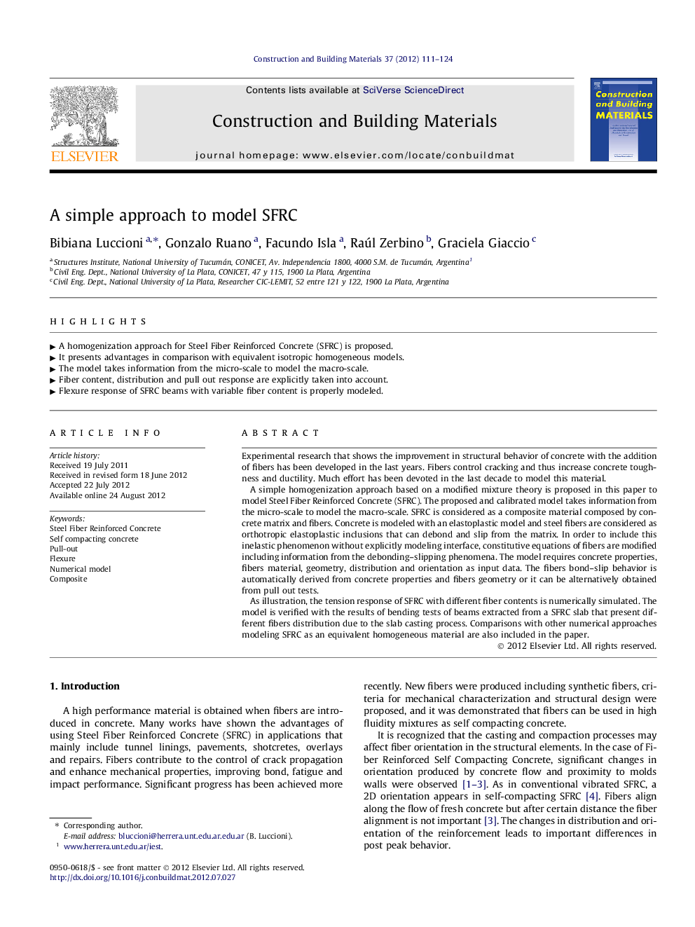 A simple approach to model SFRC