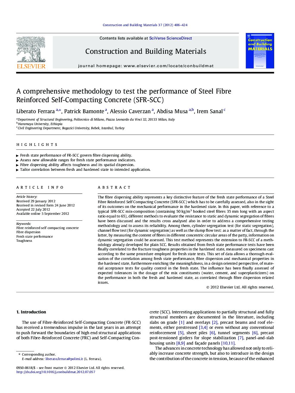 A comprehensive methodology to test the performance of Steel Fibre Reinforced Self-Compacting Concrete (SFR-SCC)