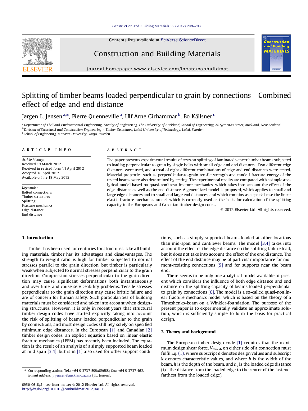 Splitting of timber beams loaded perpendicular to grain by connections – Combined effect of edge and end distance