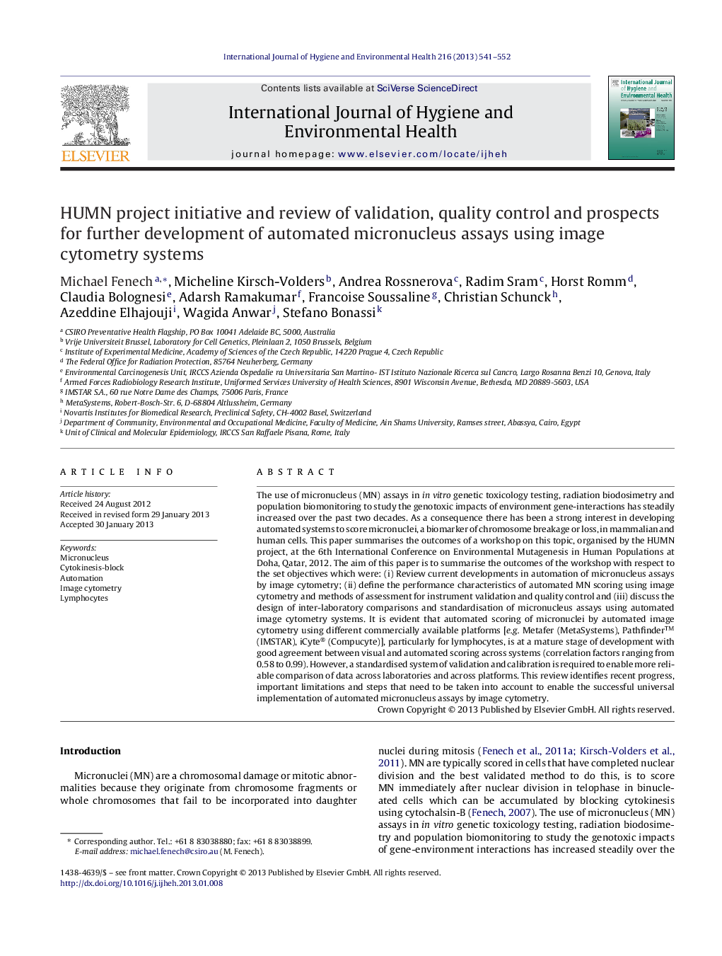 HUMN project initiative and review of validation, quality control and prospects for further development of automated micronucleus assays using image cytometry systems