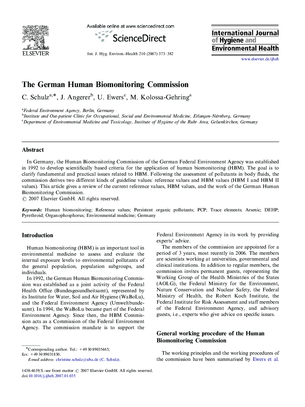 The German Human Biomonitoring Commission