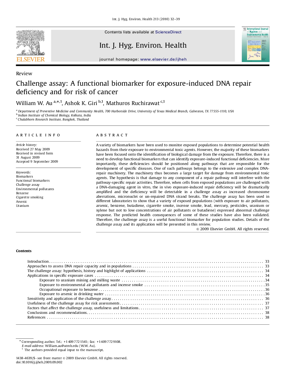 Challenge assay: A functional biomarker for exposure-induced DNA repair deficiency and for risk of cancer