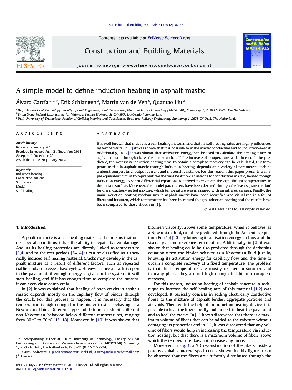 A simple model to define induction heating in asphalt mastic