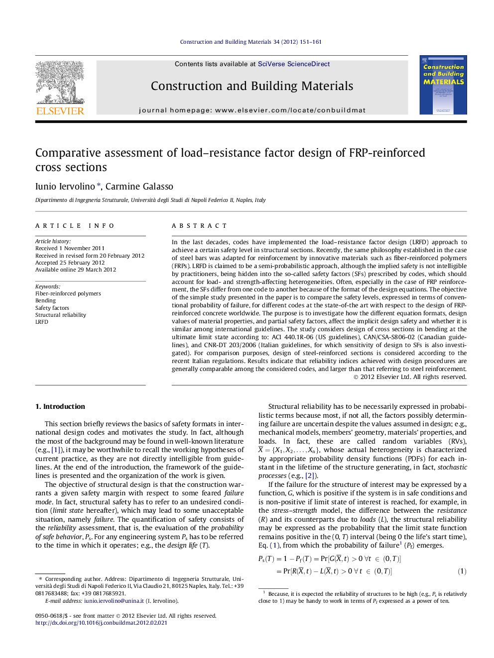 Comparative assessment of load–resistance factor design of FRP-reinforced cross sections