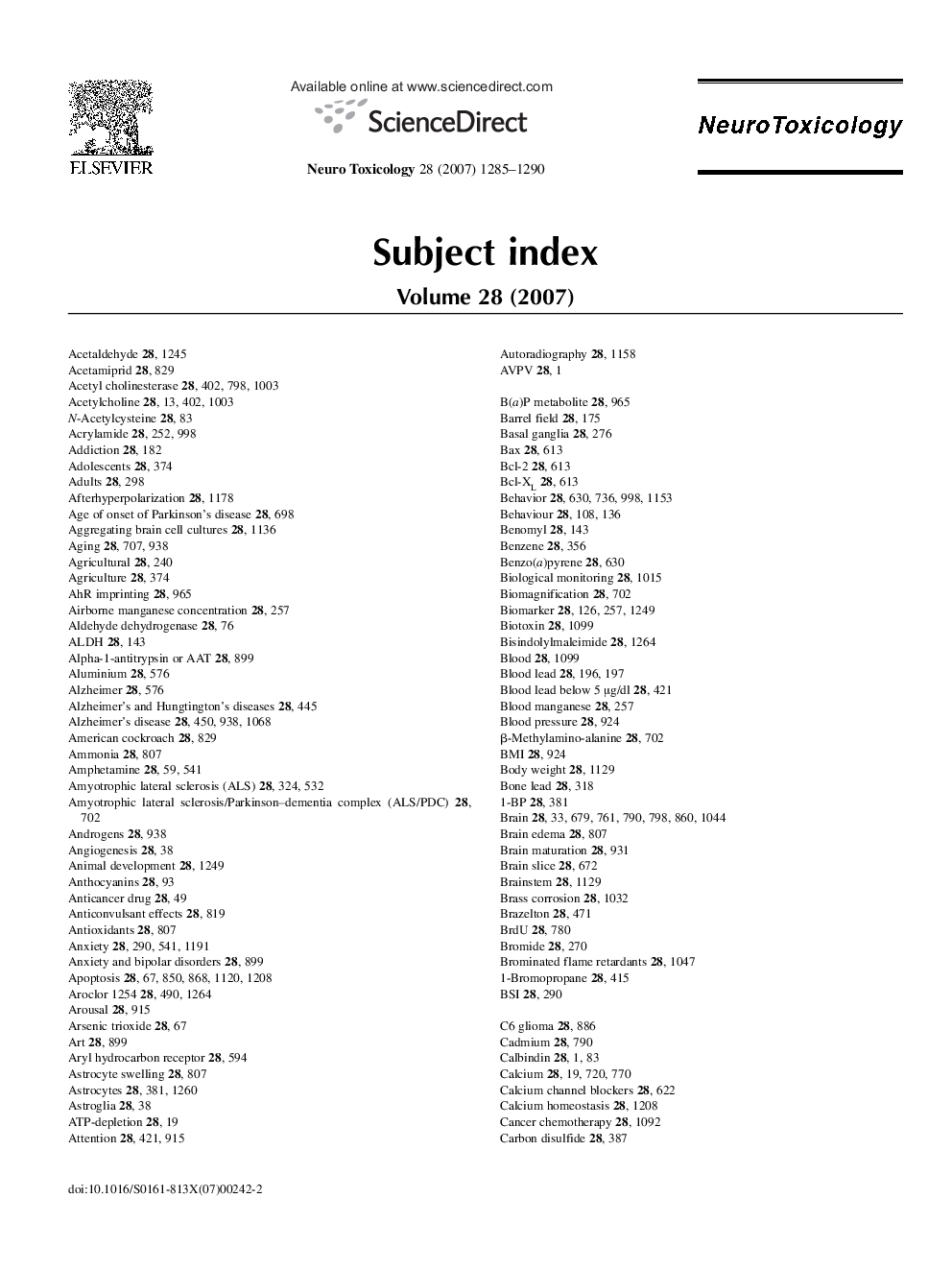 Subject Index